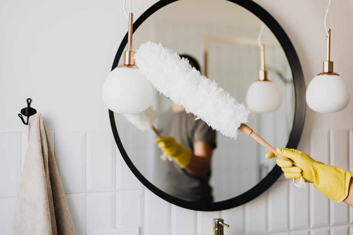 Clean modern bathroom with white toilet